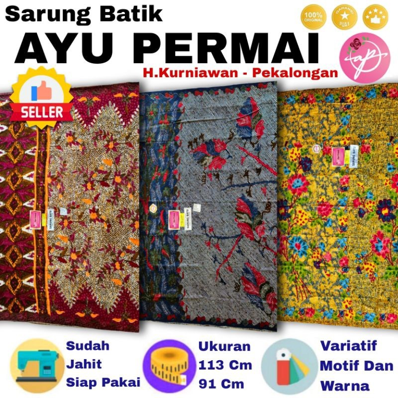 Sarung Batik Ayu Permai Kain Batu Jarik Samping Wanita Motif Santriwati Pekalongan Solo Sudah Jahit