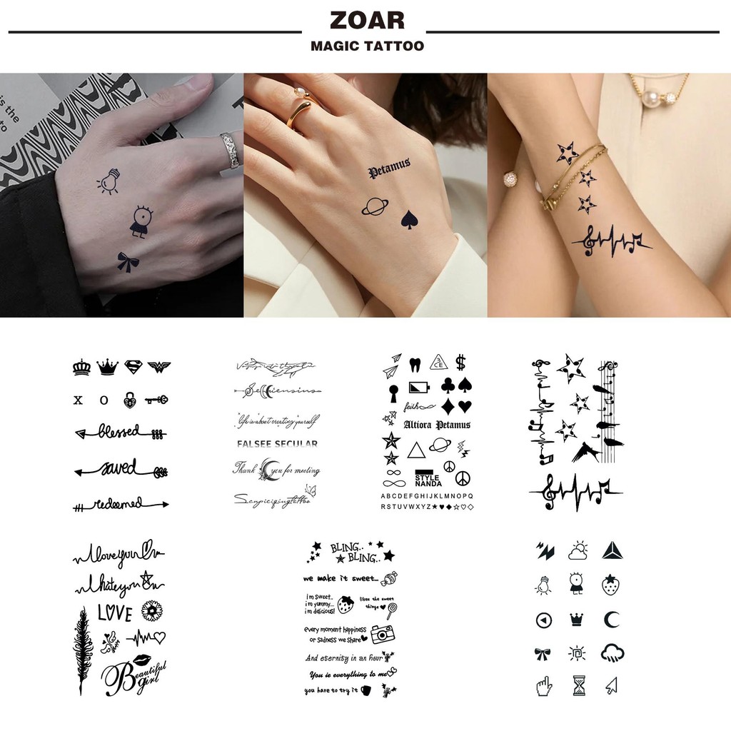 ZOAR Y66 Stiker Tato Temporary Semi Permanen 【pola kecil】Tahan lama Tattoo menempel dekorasi seni un