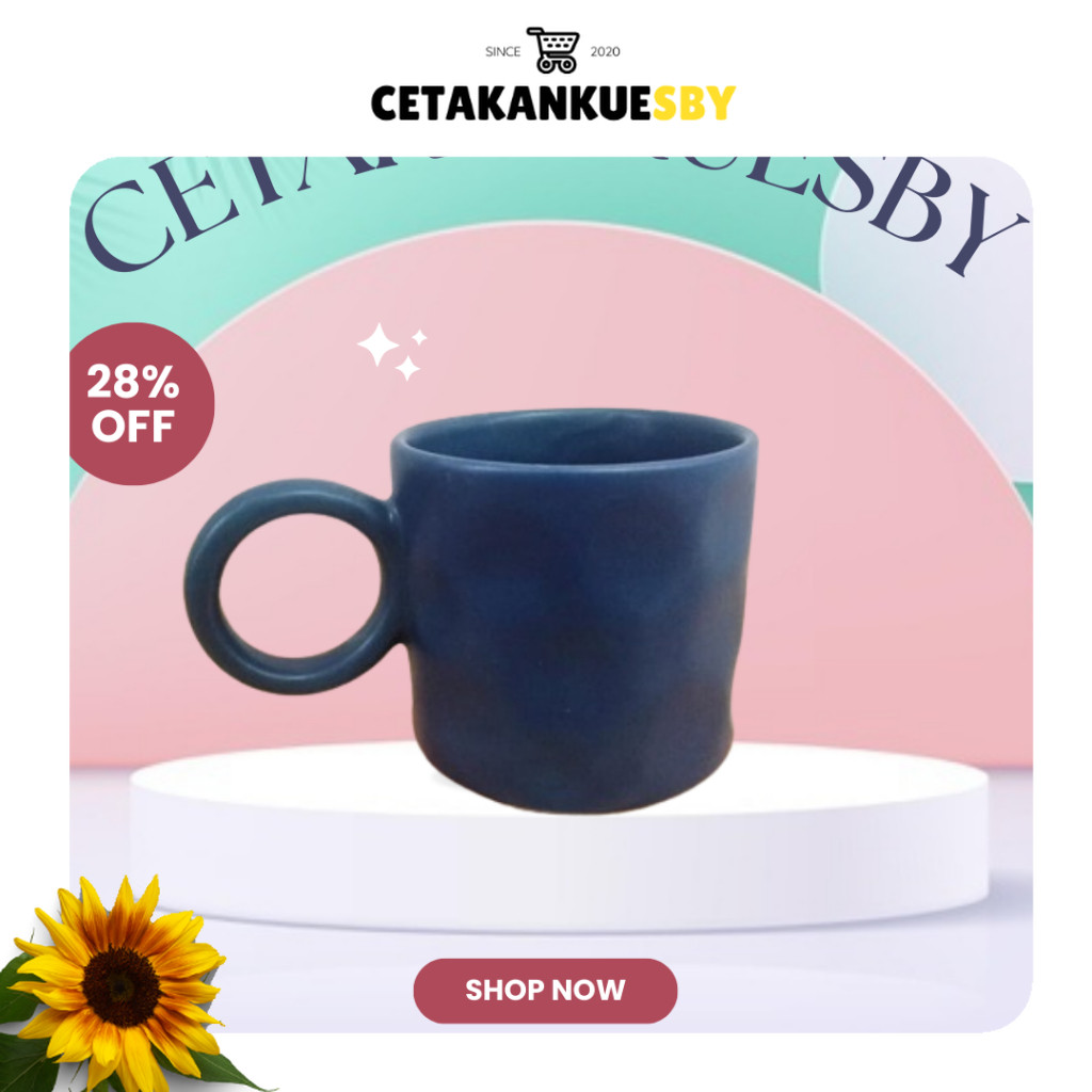 (CKS) Gelas Mug Keramik Cangkir Kopi Keramik Cafe Daily Mug Navy/Midnight Blue