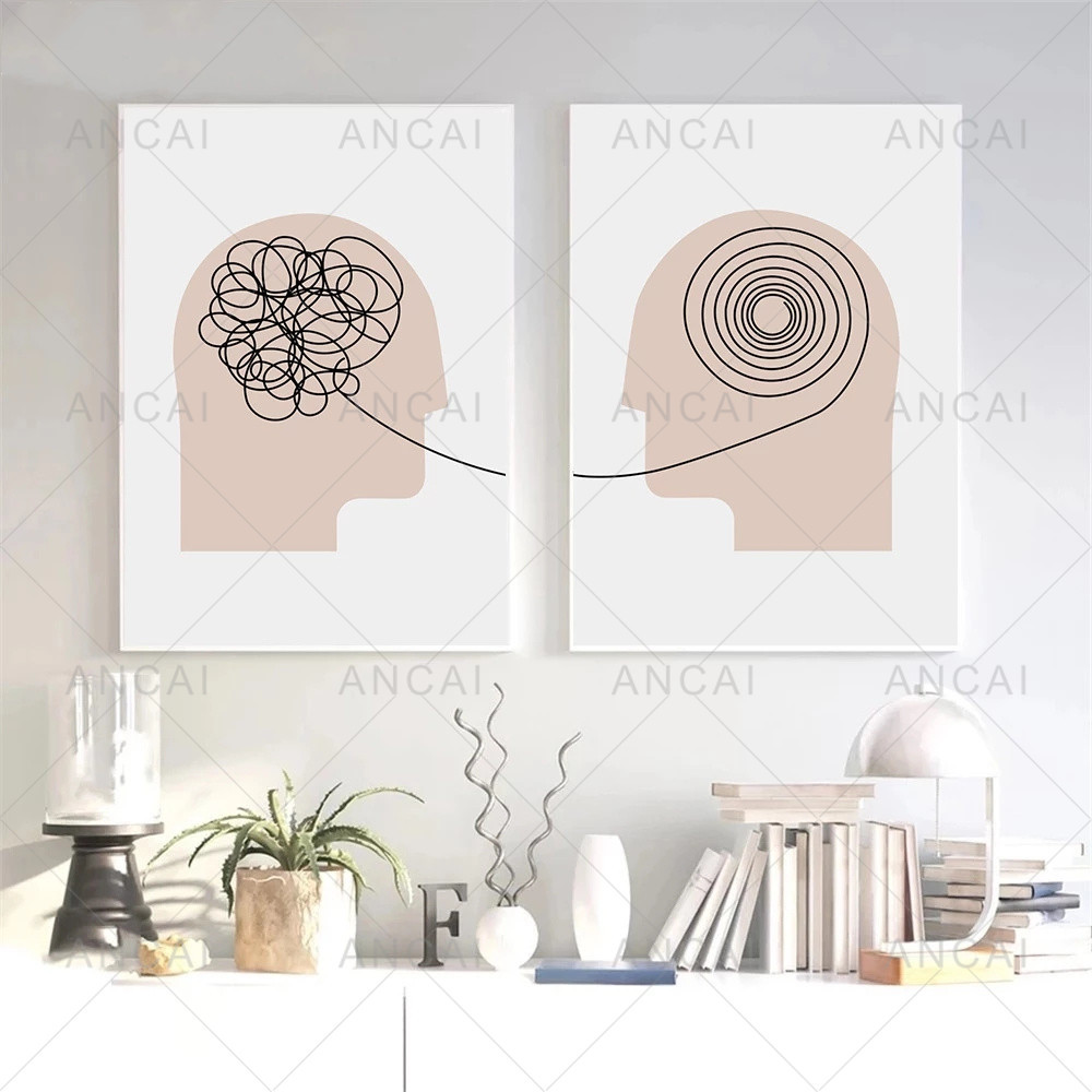 

Psychology Therapy Poster Canvas Painting Consultant Office Wall Art Print Cloth Office Room Decoration Gifts Minimalist Picture