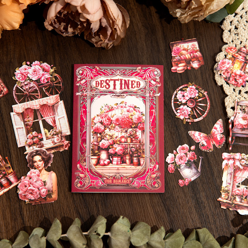 

4Style 15Pcs/bag openwork vintage style stickers creative handbook material DIY scrapbook photo frame glass cup calendar