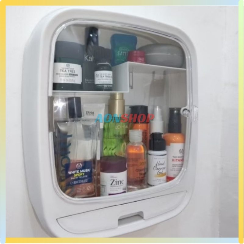 [AS] Rak Kosmetik Gantung Dinding Oval Tempat Makeup Organizer Kamar Mandi