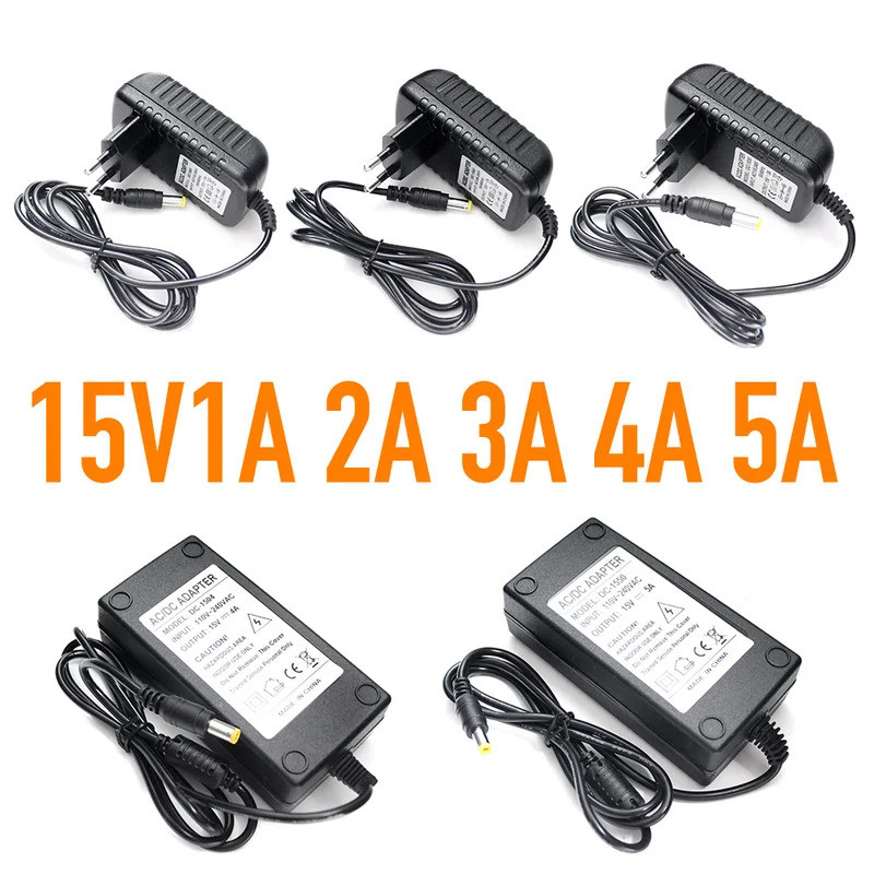 15V Driver LED 220V – 110V AC KE 15V Volt Adaptor AC Sumber Daya Universal Pengalih 1A 2A 3A 4A 5A T