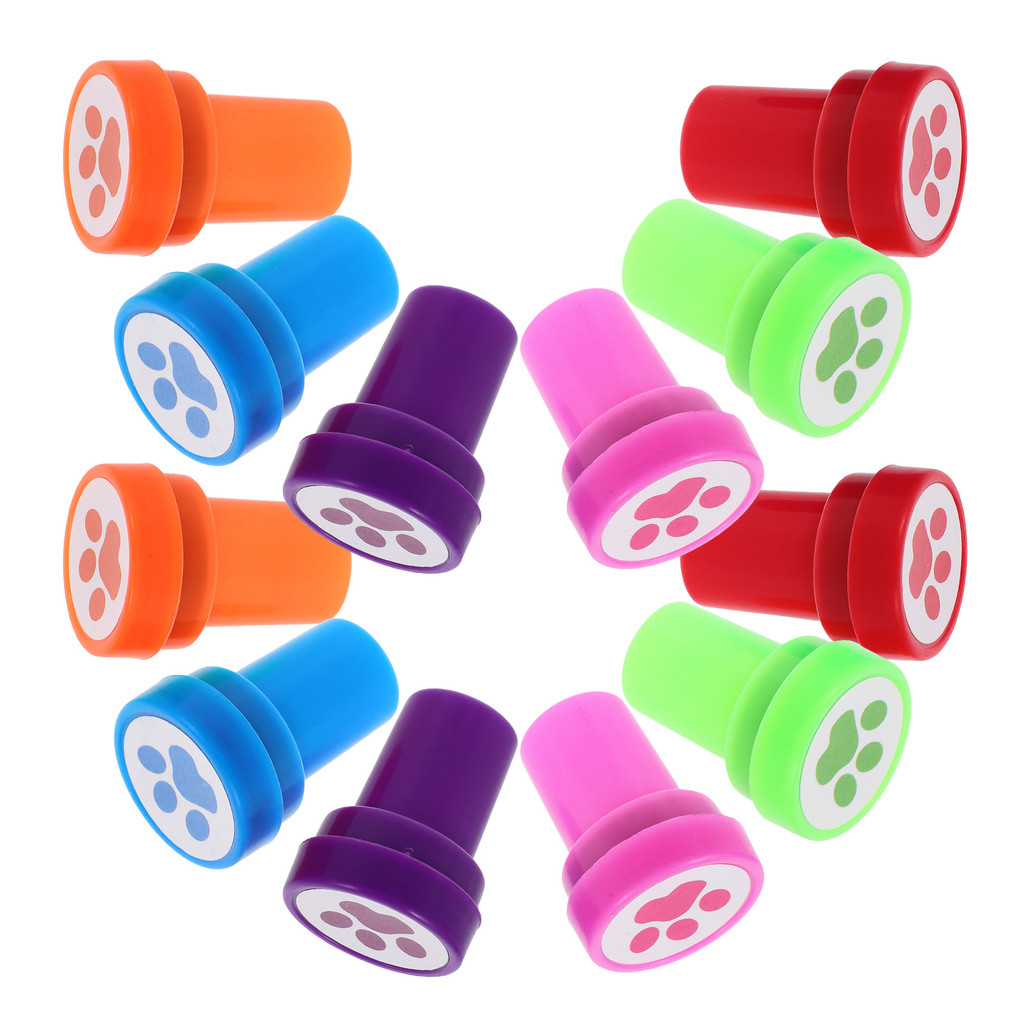 

12 Pcs Diy Dog Paw Stamp Creative Plastic Stamps For Kids Crafting Supplies Office Seal School Stationery Bulk Favors