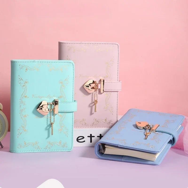 

Retro Notebook Style Meeting Business Leather-covered Lock Loose-leaf Love Office Removable Record Book Chinese