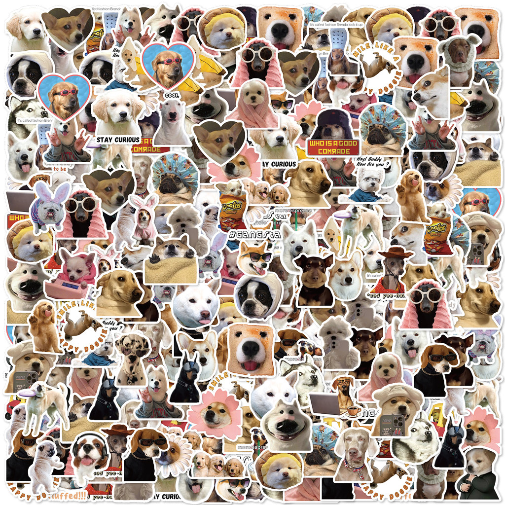 

50pcs Banana Dog, Bread Dog and Other Cute Puppy Themed Graffiti Stickers DIY Decorated Laptop Suitcase Guitar PVC Decals