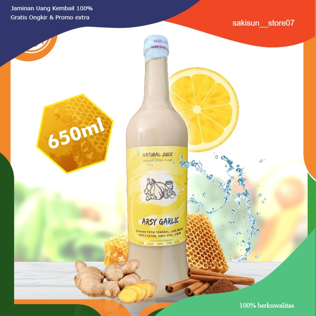 

Jus Herbal Bawang Putih Tunggal, Lemon, Cuka Apel, Jahe Merah, Madu dan Kayu Manis