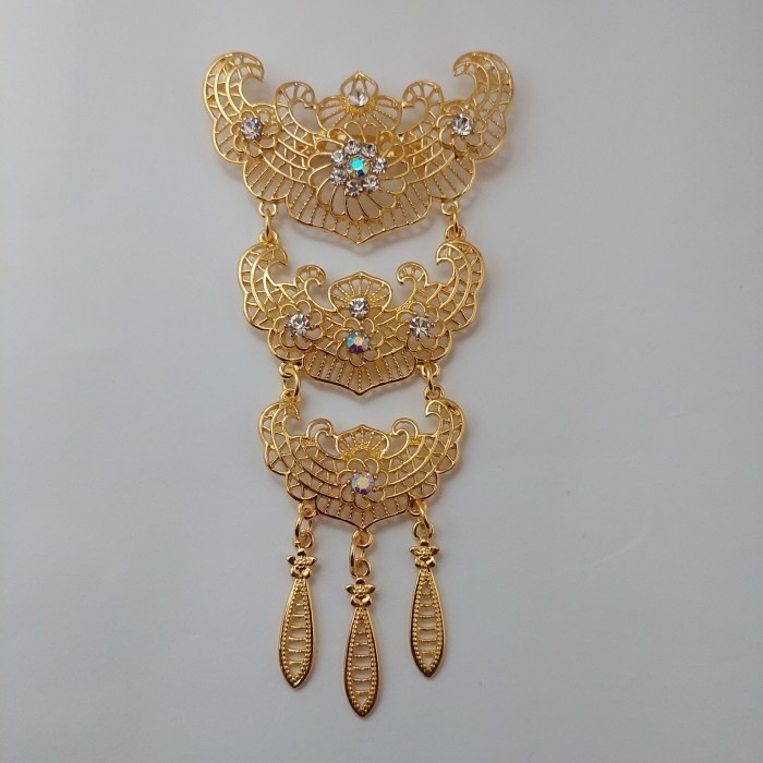 bros kebaya susun 3 wanita  bros kebaya kutubaru susun 3 mewah emas silver Anti Karat