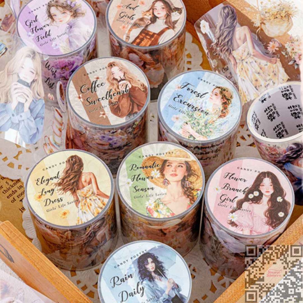 

Washi Tape Sticker Sugar Poetry Girl Life Series Scrapbook Notebook Deco Aesthetic Stiker