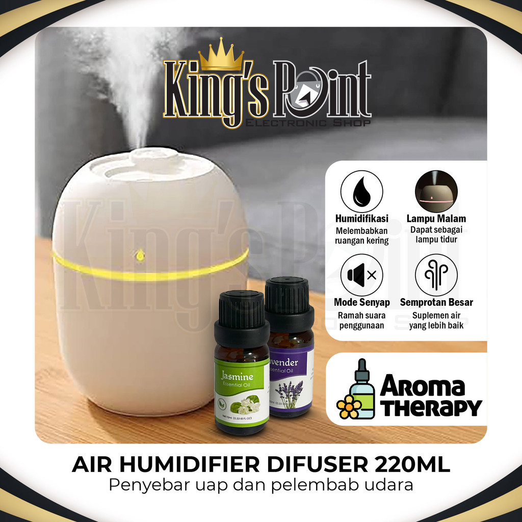 Diffuser Humidifier Aromatherapy Pelembab Udara Pengharum Pewangi Ruangan Air Purifier 220ml - Kings