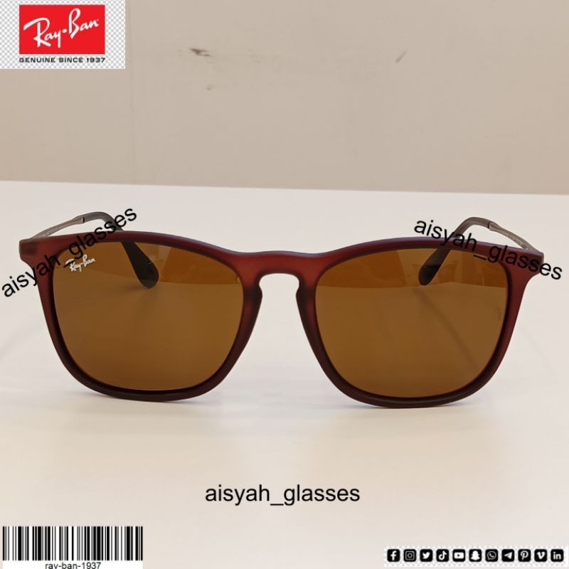 (COD) Kacamata Ray-ban chris Rb4187 lensa kaca coklat doff original premium Italia