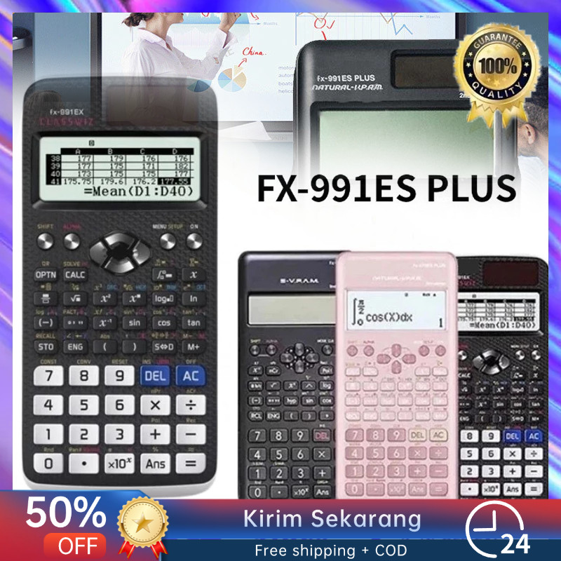 

Kalkulator Scientific Casio ilmiah FX-991EX/991ES-Plus Calculator Scientific Casio Kalkulator Casio Scientific 417 Fungsi/Dua Sumber Tenaga Baterai Dan Tenaga Matahari/40 Konstanta Rumus