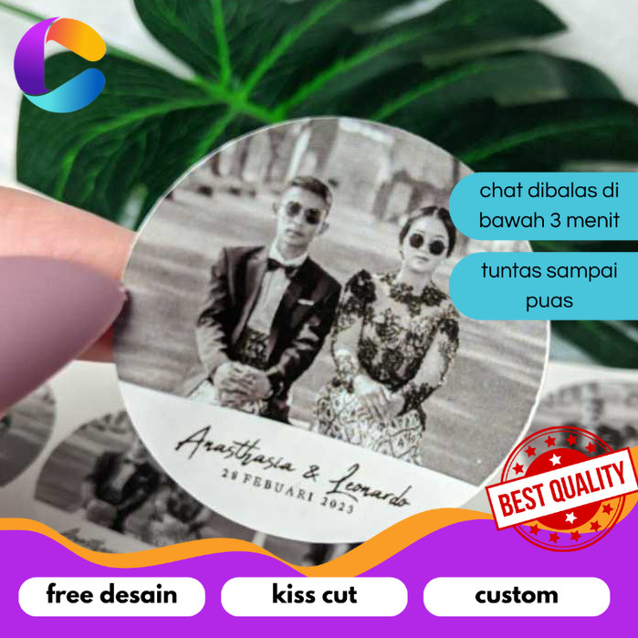 

Cetak INC 2-4 Stiker Wedding Souvenir Sticker Custom Ucapan Nikah Acara Pernikahan Free Desain