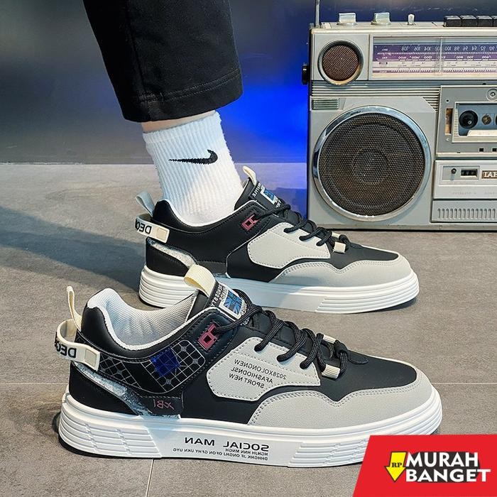 sepatu sneakers pria brand lokal Nomad Hype Sepatu Sneakers Impor Kulit Hak Tinggi S26 Casual Nyaman