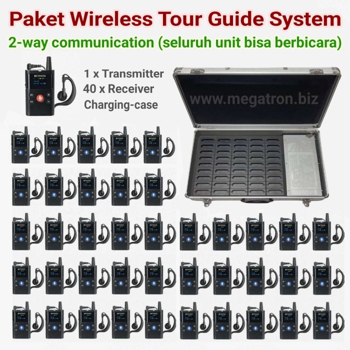 Paket Wireless Tour Guide System 1 Transmitter + 40 Receiver (Bisa Komunikasi 2 arah)