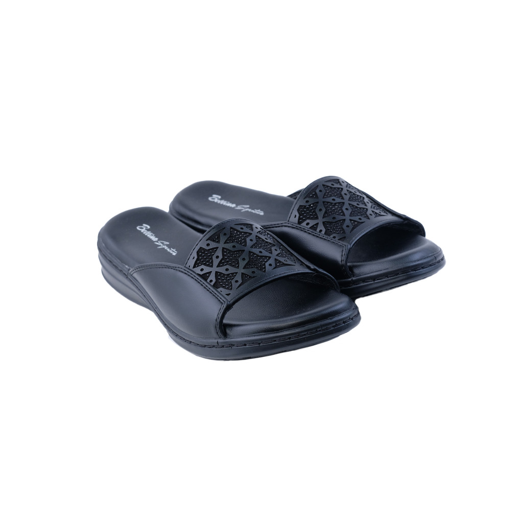 Sandal Sendal Wanita Wedges Empuk BETTINA Nara Black Brown Hitam Cokelat