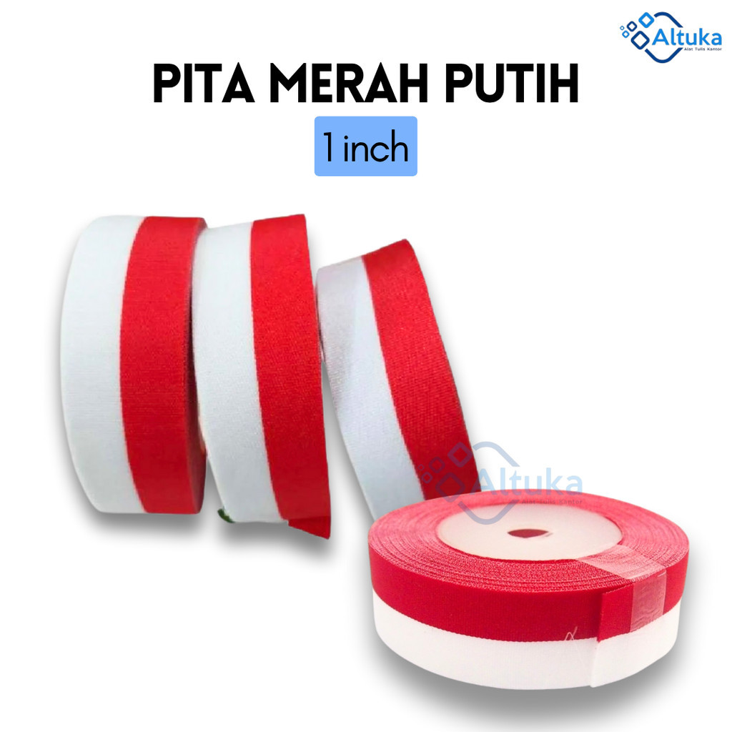 

Pita Kain Merah Putih 1 Roll Utuh 1inch / Pita Kain Pita Hias Agustusan Per Roll 2,5cm