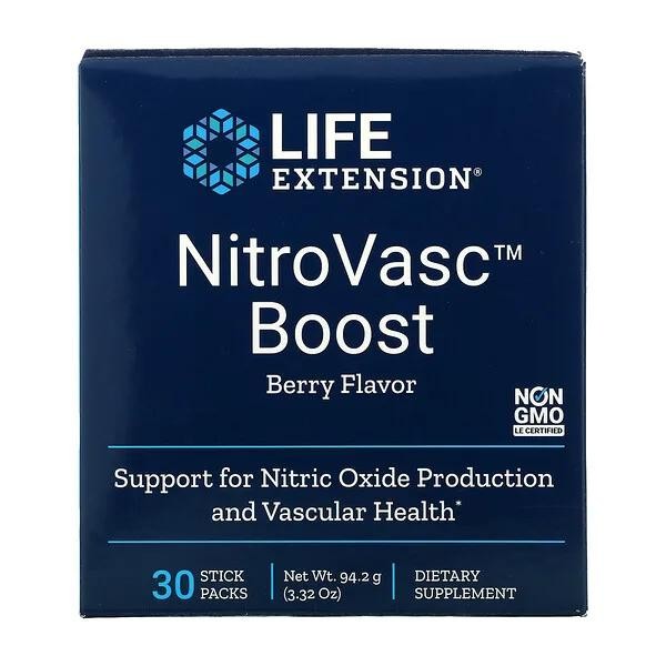 Life Extension NitroVasc Boost Berry Flavor 30 Stick Packs
