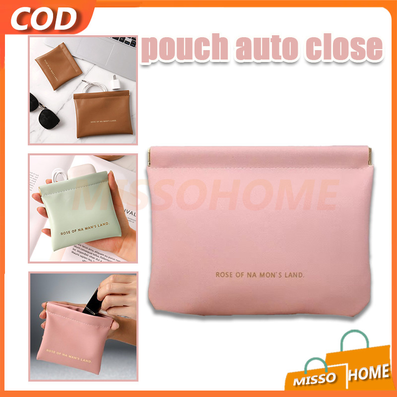 Pouch Mini Travel Bahan Kulit Premium Serbaguna/Dompet Kecil Penutup Otomatis Maget/Small Pouch Cosm