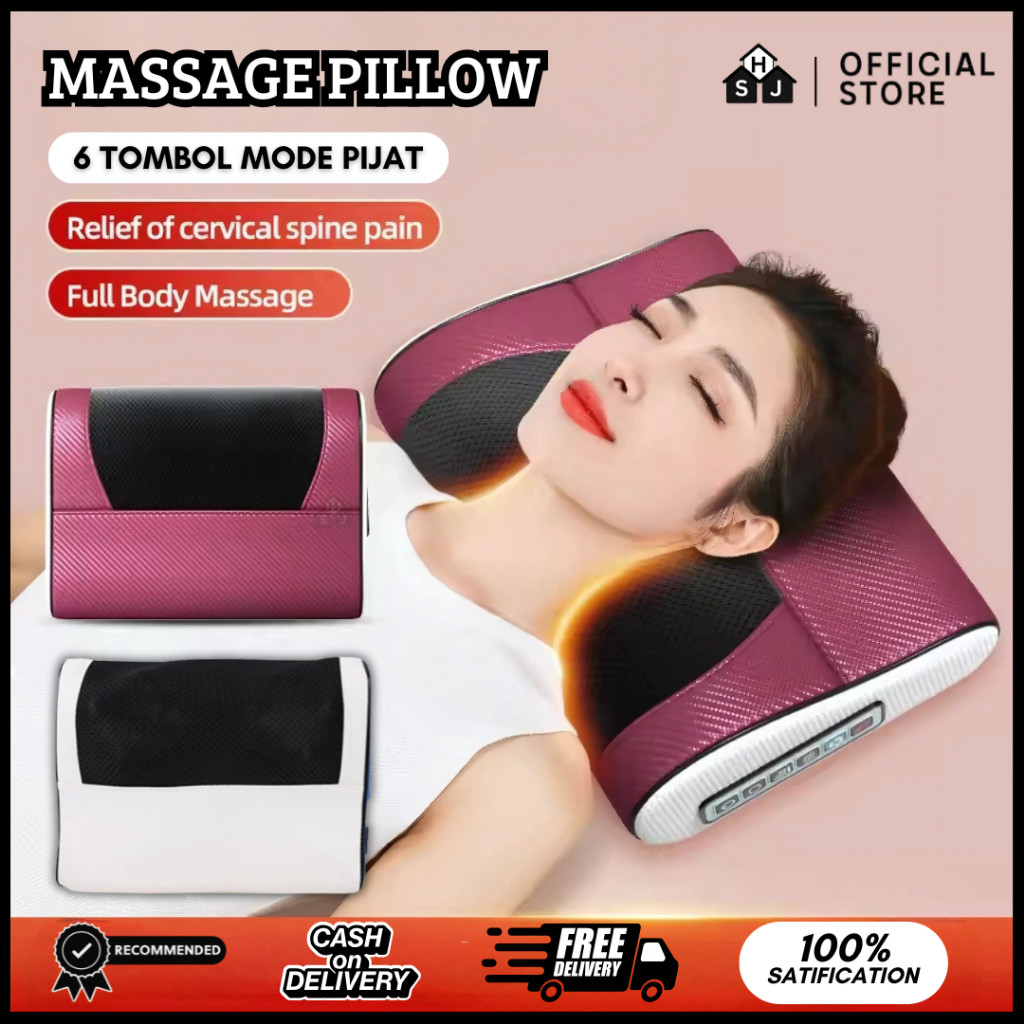 Bantal Pijat 8 Bola Massage Pillow Bantal Pijat Leher Punggung Portable
