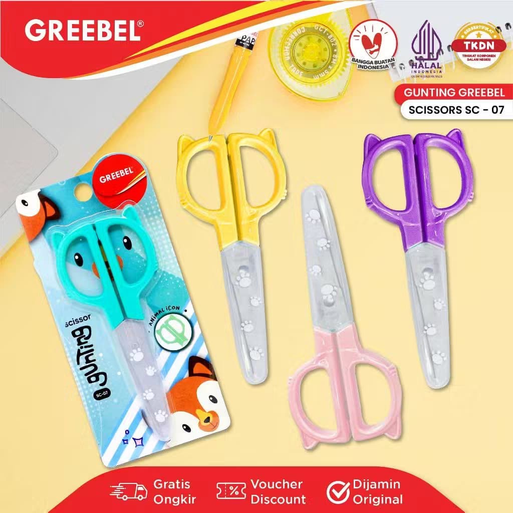 

Hobbyland GREEBEL Gunting Scissor Karakter Lucu / Gunting Sekolah Mini Stainless Anti Karat Nyaman Digunakan / Gunting Anak