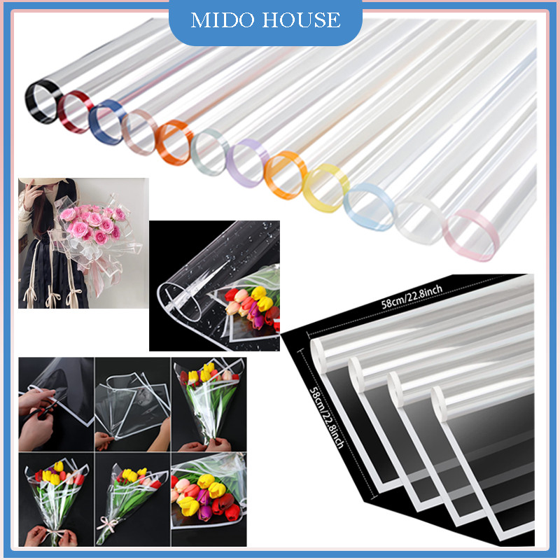 

Kertas Buket Waterproof Korea Style/Flower Wrapping Transparant Line Color Kertas Buket/20 Lembar Cellophane Transparant