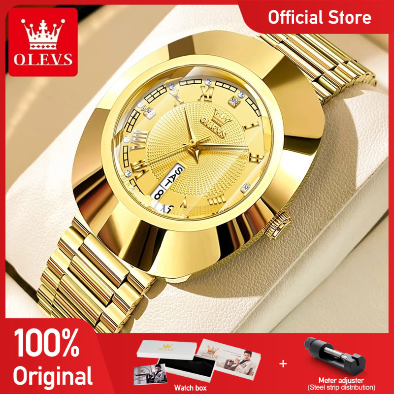 Jam Tangan Wanita OLEVS 7008 Women Watch Luxury Quartz Wristwatch Tungsten Steel Waterproof Luminous