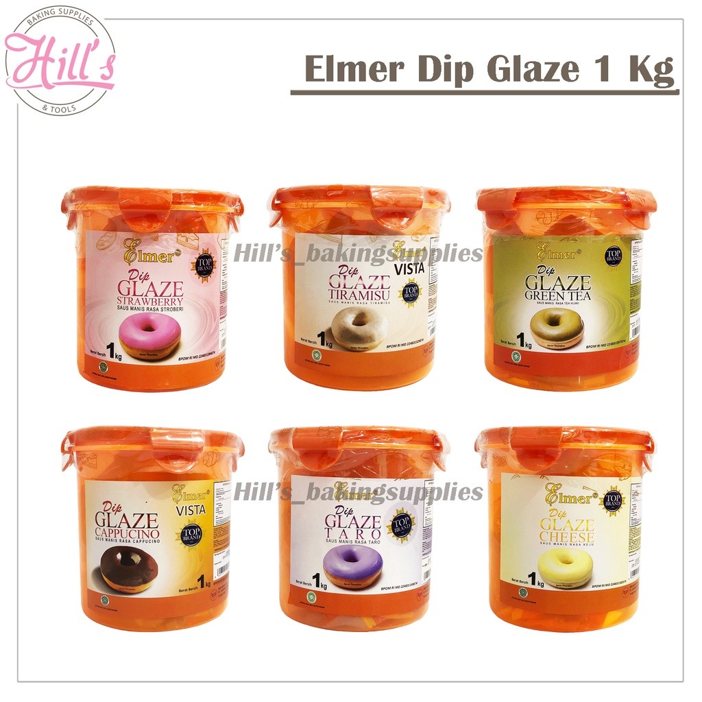 

TERLENGKAP !!! ELMER DIP GLAZE 1 KG ALL VARIAN / RASA LENGKAP TOPPING DONUT SELAI DONAT TIRAMISU STROBERI COKLAT CAPPUCINO GREEN TEA CHEESE WHITE SUSU TARO 1KG