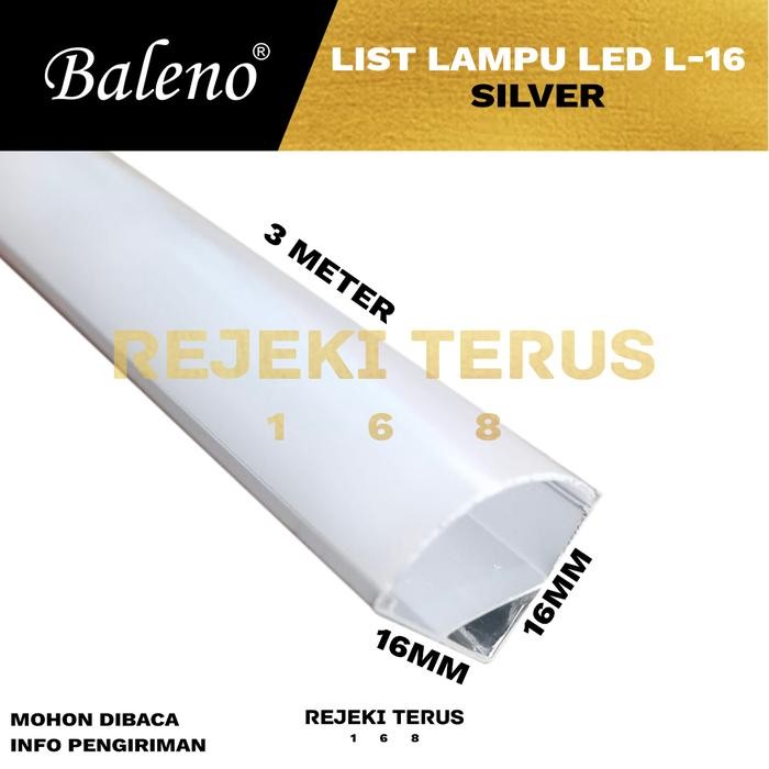 List Lampu LED Strip Siku SILVER 3 METER Rumah Lis Cover Aluminium