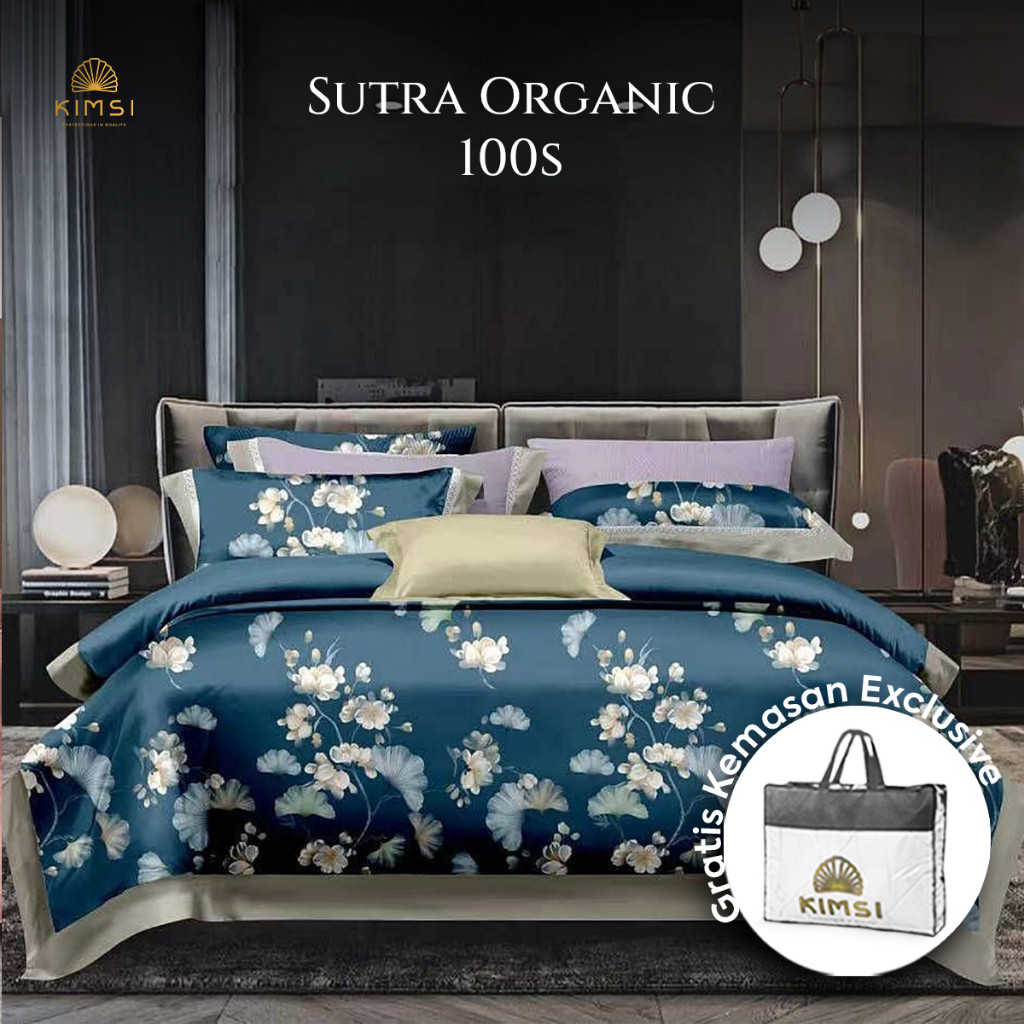 Sprei dan Bedcover Set Sutra Organic 100s Serat Bamboo Silk 180x200 200x200 Kingsize Queensize King 