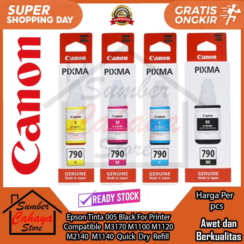 Canon Pixma Ori 1 Set 4 Pcs Tinta Gi 790 Original Kenon Kanon Cenon Printer G1000 G2000 G3000 G2010 