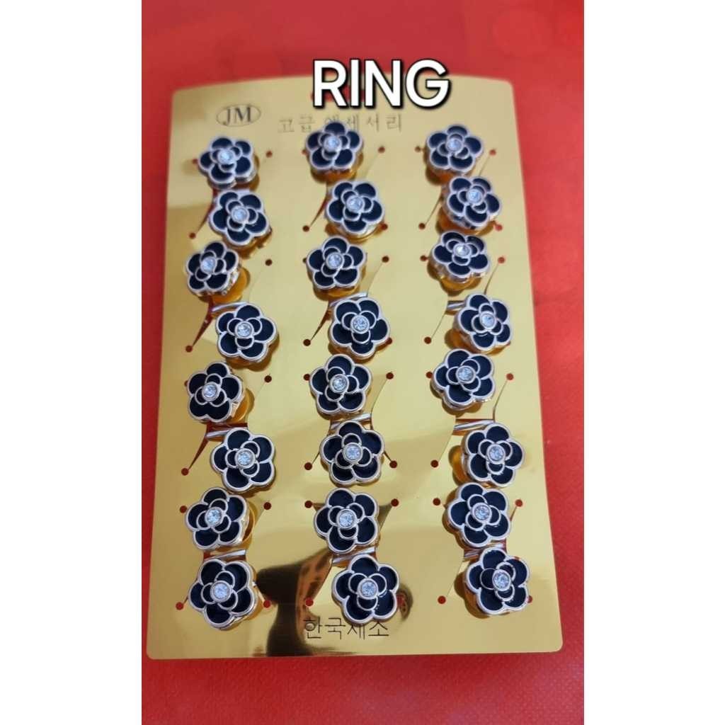 Lusinan - Ring Hijab Motif Bunga Lilit Hitam - Ring Kerudung Motif Bunga Lilit Hitam - Ring Jilbab M