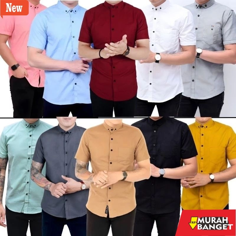 Kemeja formal pria Kemeja pria polos lengan pendek  Hem polos lengan pendek  Baju kemeja kerja  keme