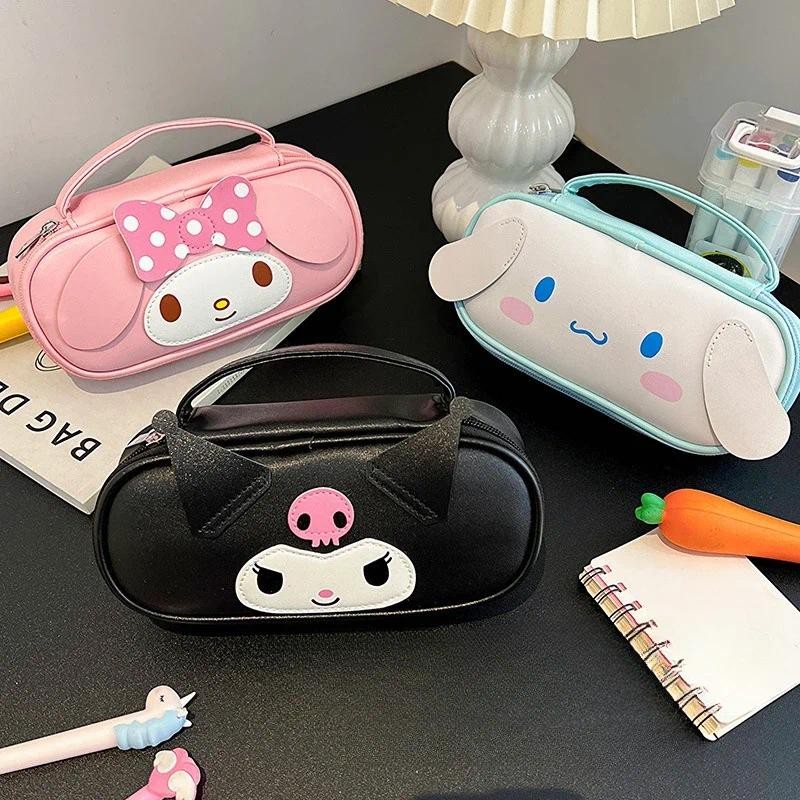 

Kawaii Sanrio Pencil Bag Cartoon Cinnamoroll Melody Kuromi Large Capacity Stationery Storage Bags Cute Anime Pencil Pouch Gifts
