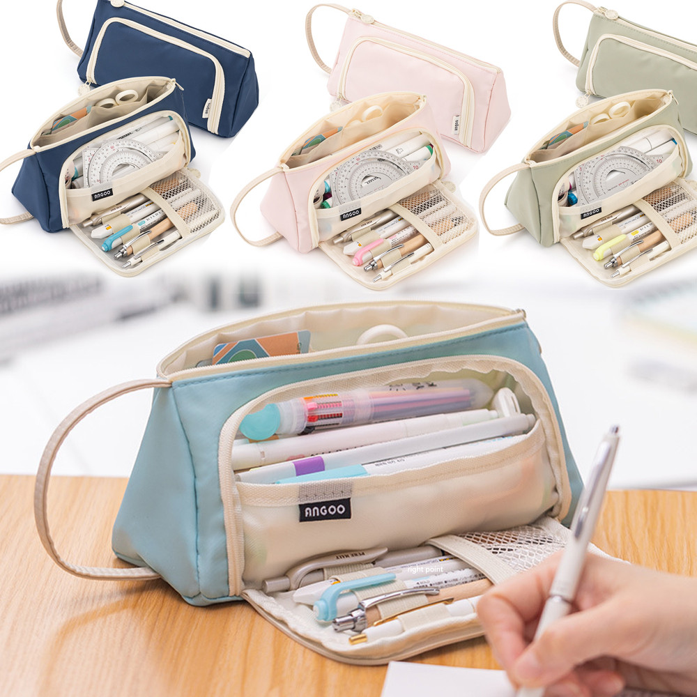 

Kawaii Big Capacity Pencil Case Canvas Storage Pouch Marker Pen Case Stationery Bag School Office Organizer for Girls Student