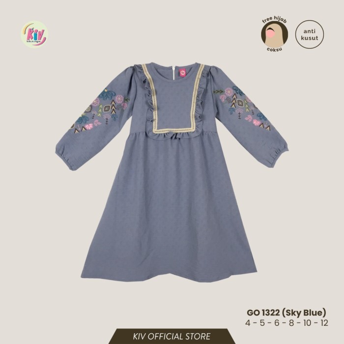 "WY.SY" -  TERLARIS KIV GO 1322 Gamis Couple Ibu Anak Bordir GMPKL 0822 - Sky Blue, Size 5