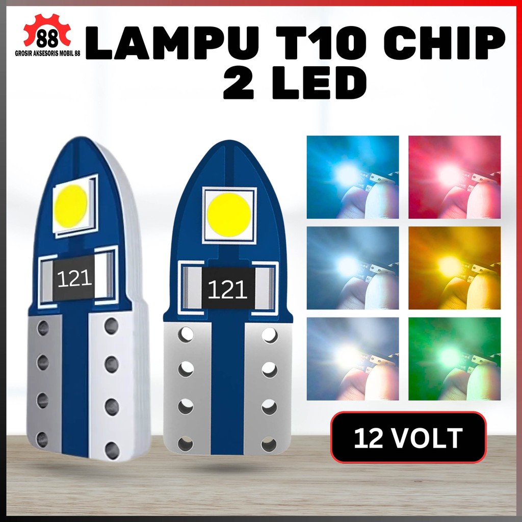 Lampu Senja T10 2 LED 12v Lampu Sein Chip 2 Titik Colok SMD Mobil Motor Truk Kendaraan Super Bright