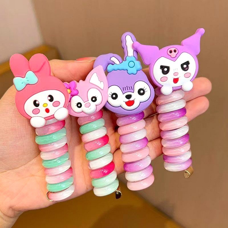 Ikat Rambut Model Spiral Karakter Kartun Korea Kunciran Karet Rambut Aksesoris Rambut Anak