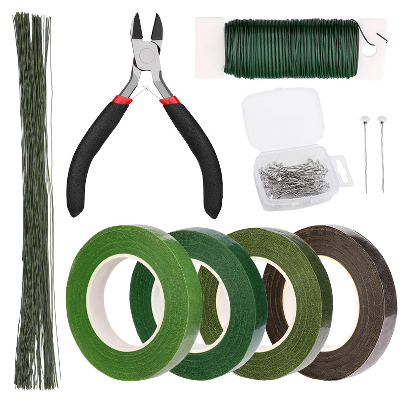 

KRABALL Floral Arrangement Kit Self-adhesive Tapes 26 Gauge Green Stem Wire Sticks for Bouquet Wreath Making Christmas Supplies