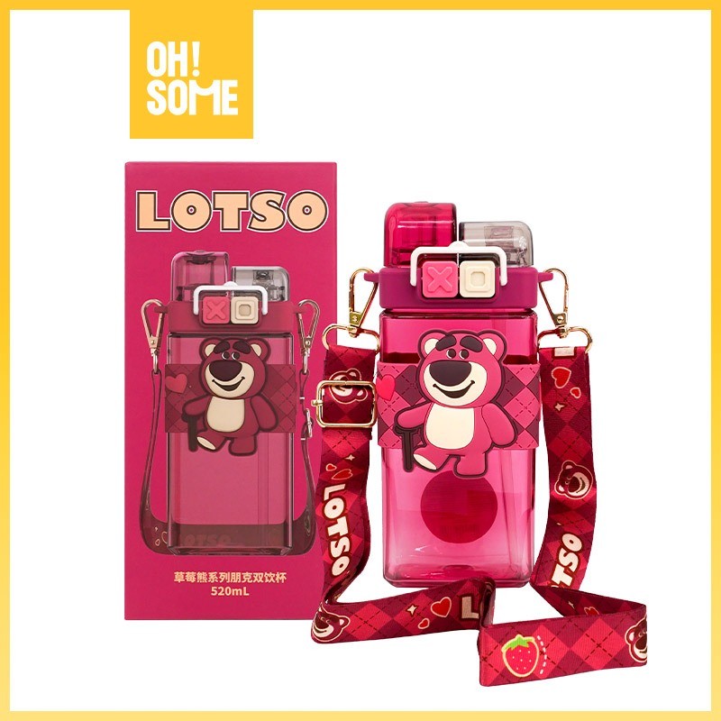 【OHSOME x Disney】- AIKESI Double Drinking Bottle Botol Minum Double Pipet Disney Series Lotso 500/60