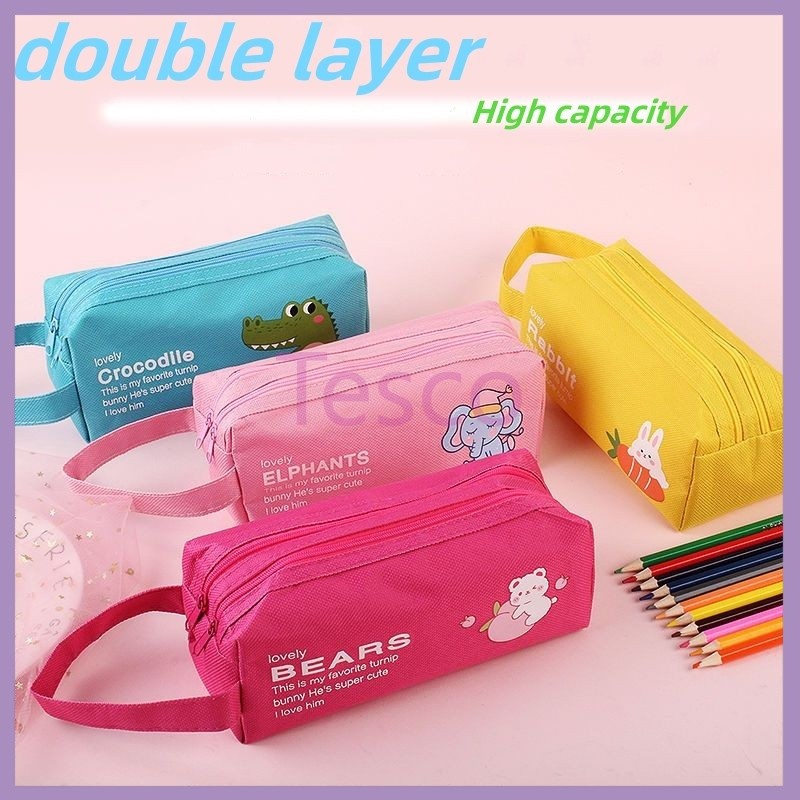 

Tesco Tempat Pensil/ Tempat Pensil Ritsleting Ganda/Dompet Pensil 2 sleting