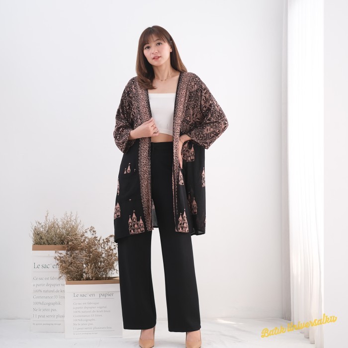 Long outer kimono batik tunik cardigan - Castle sogan