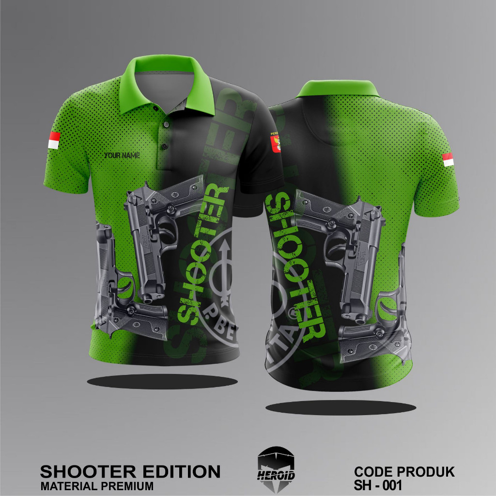 Baju Kaos Pria Perbakin Shooting - Baju Perbakin Shooter - Baju Perbakin Metal Shillouete Indonesia 