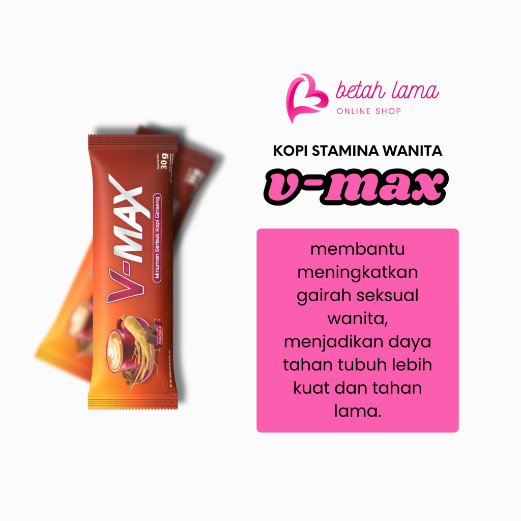 

V-MAX Coffee Kopi Ginseng Stamina Wanita Tahan Lama Ecer 1 Sachet