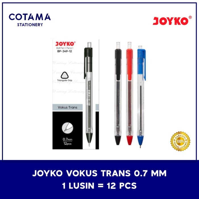 

Pulpen Joyko BP-349 Vokus Trans 0.7 mm - 1 lusin isi 12 pcs