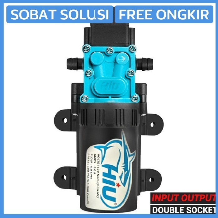 Pompa Dc 12 Volt Bertekanan Tinggi 5Lpm 100Psi Max 60W - Hiu Original Tbk