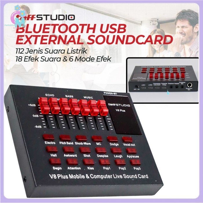 

- TaffSTUDIO Sound Card Bluetooth USB External Live Mic Headset - V8 Plus -