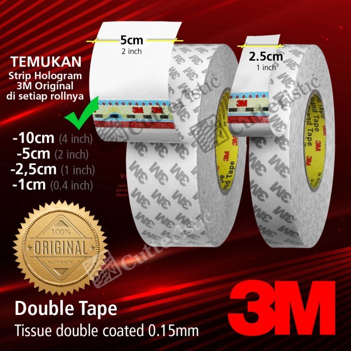 

3M Double Tape 25mm 50mm x 50 M, 9080a Tisu Tissue Tissu - 10cmx50meter 4