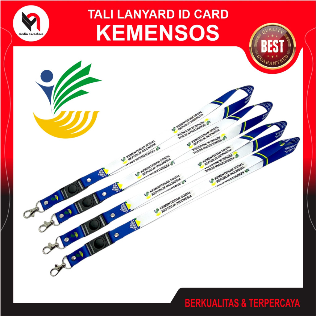 KEMENSOS Tali ID Card Lanyard KEMENTERIAN SOSIAL Printing Full Colour