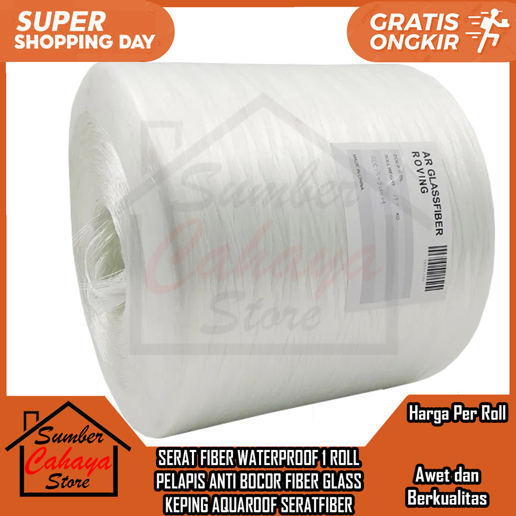 Serat Fiber Piber Glass 1 Roll Waterproof Pelapis Anti Bocor Keping Mat Penambal Bocor Nodrop Elaste